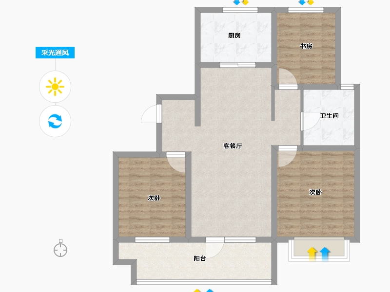 山东省-青岛市-保利云禧-89.60-户型库-采光通风