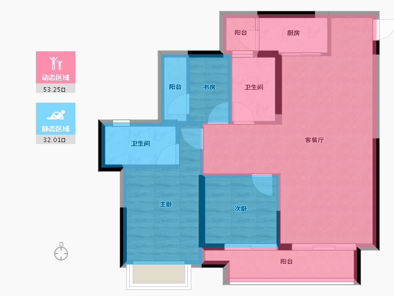 重庆-重庆市-富力院士廷-76.22-户型库-动静分区