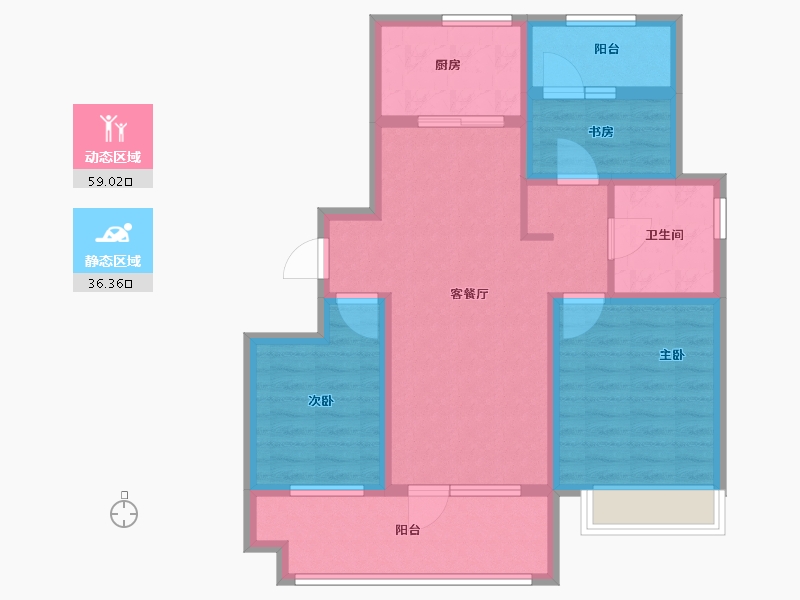 山东省-青岛市-保利云禧-83.99-户型库-动静分区