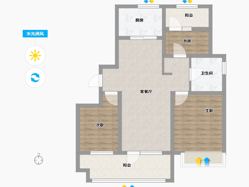 山东省-青岛市-保利云禧-83.99-户型库-采光通风