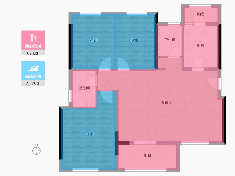 四川省-成都市-保利青江和府二期-90.94-户型库-动静分区