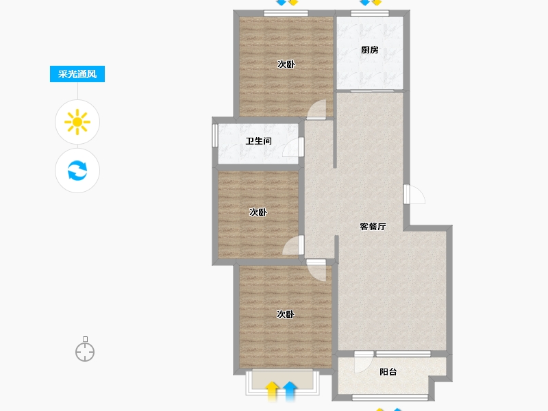 山东省-青岛市-万福祥苑-106.40-户型库-采光通风