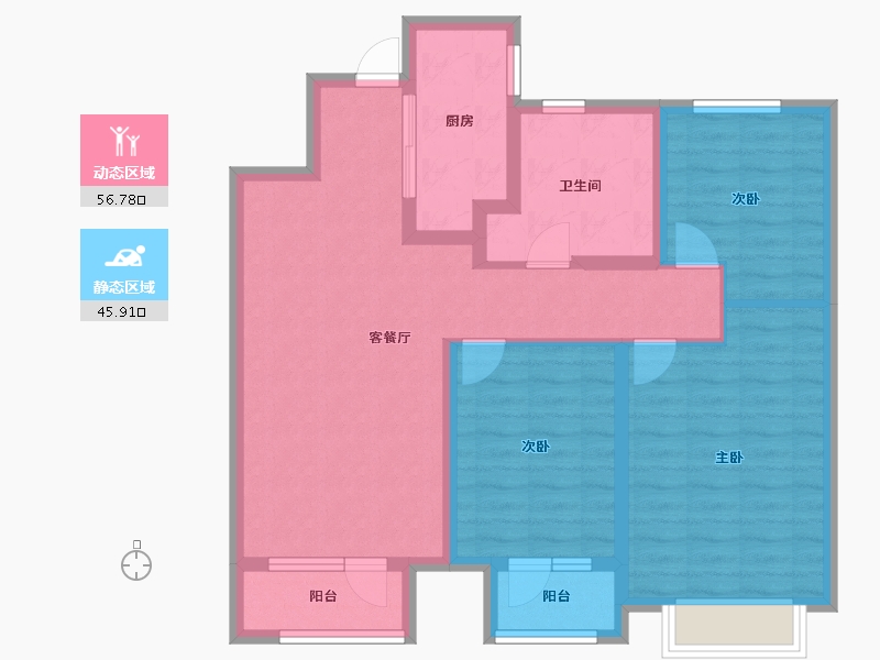 山东省-青岛市-龙湖昱城-91.20-户型库-动静分区