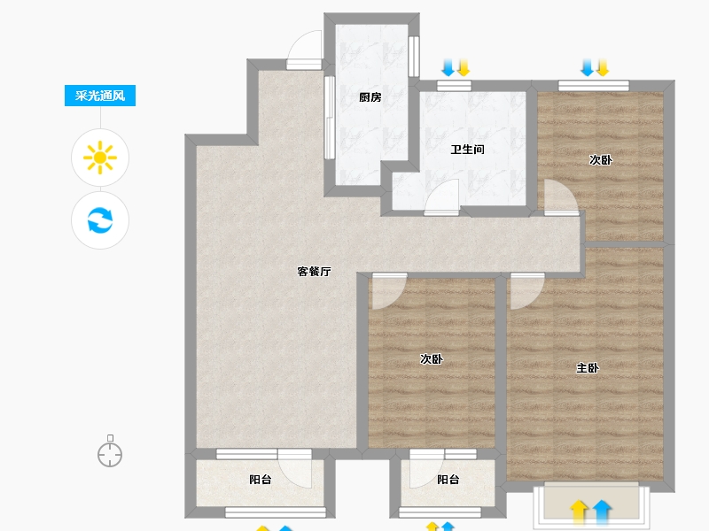 山东省-青岛市-龙湖昱城-91.20-户型库-采光通风