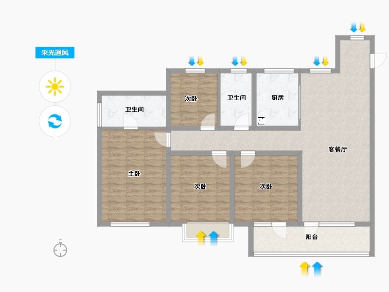 山东省-青岛市-龙湖亿联春江天玺-116.00-户型库-采光通风