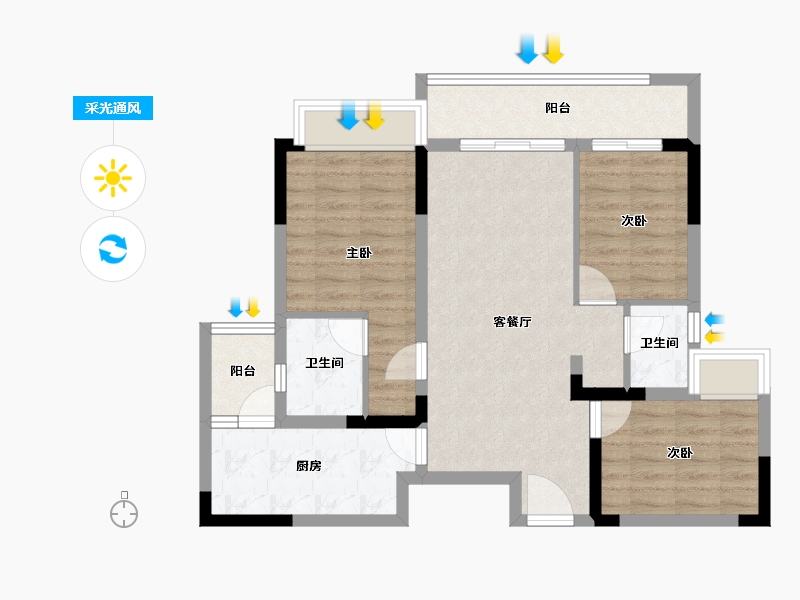 重庆-重庆市-金科南山-76.72-户型库-采光通风