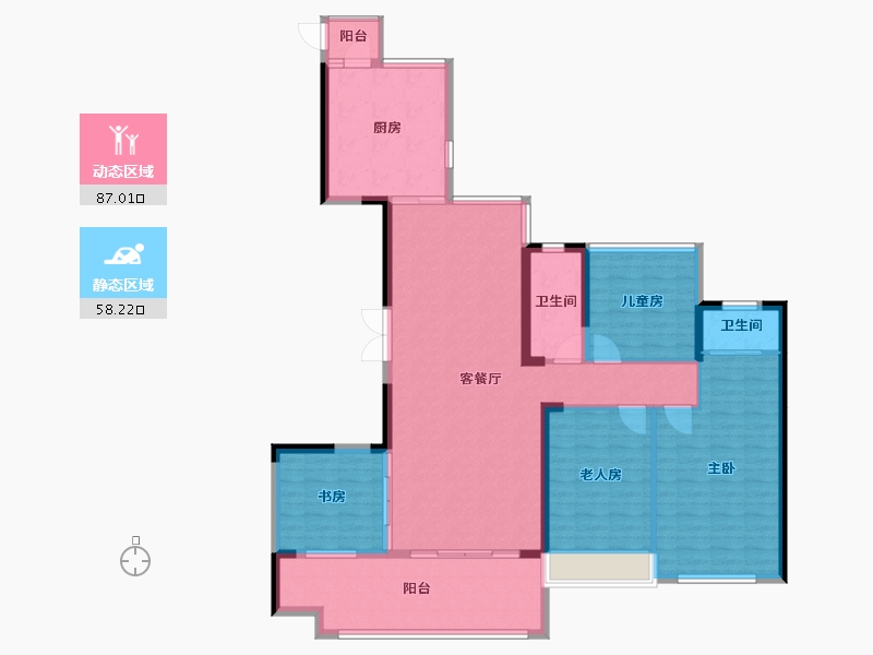 广东省-惠州市-景富双湖湾-132.13-户型库-动静分区