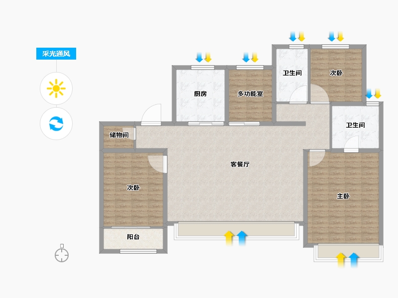 山东省-青岛市-青岛海信依云小镇-140.11-户型库-采光通风