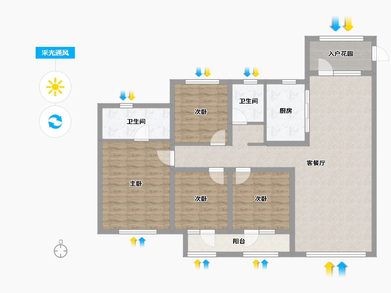 山东省-青岛市-龙湖昱城-114.40-户型库-采光通风