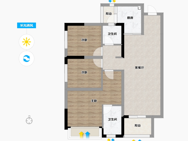 四川省-成都市-中建锦绣天地-75.74-户型库-采光通风