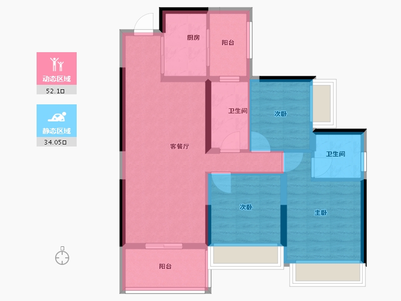 四川省-成都市-绿洲国际金座-76.20-户型库-动静分区