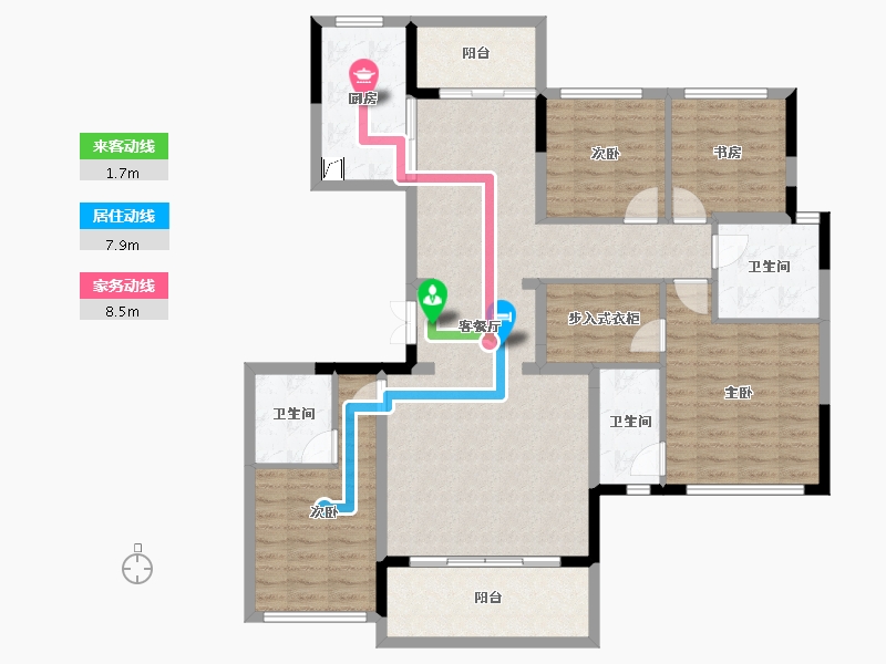 四川省-成都市-鹿溪樾府-125.68-户型库-动静线