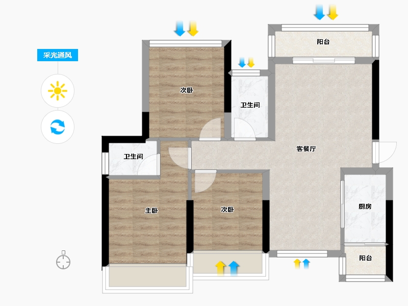 广西壮族自治区-桂林市-顺祥新天地-73.00-户型库-采光通风