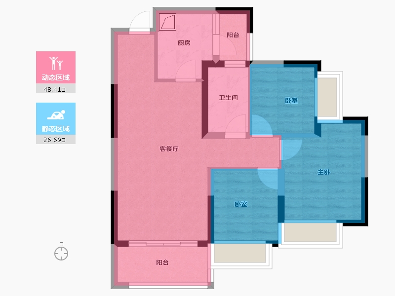 四川省-成都市-恒大御景-66.05-户型库-动静分区