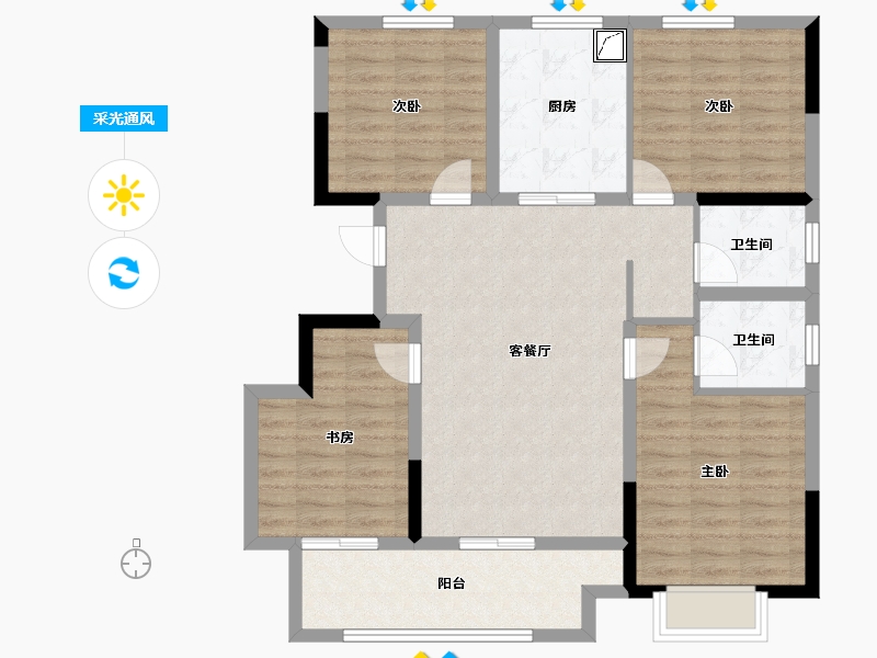 江苏省-徐州市-中钰翡翠天境-100.80-户型库-采光通风