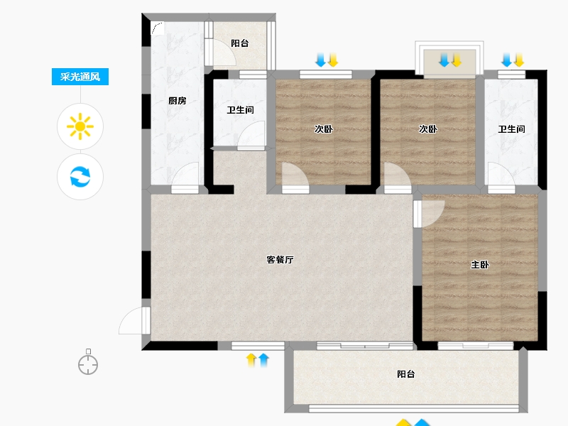 四川省-成都市-置信国色天乡鹭湖宫10区-95.19-户型库-采光通风