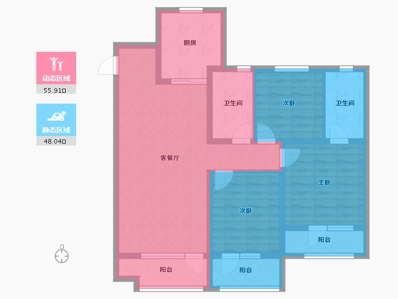 山东省-青岛市-金地格林美景-91.59-户型库-动静分区