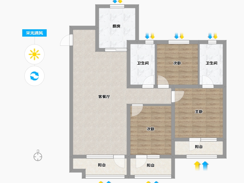 山东省-青岛市-金地格林美景-91.59-户型库-采光通风