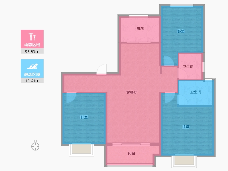 山东省-青岛市-鲁商健康城-96.00-户型库-动静分区