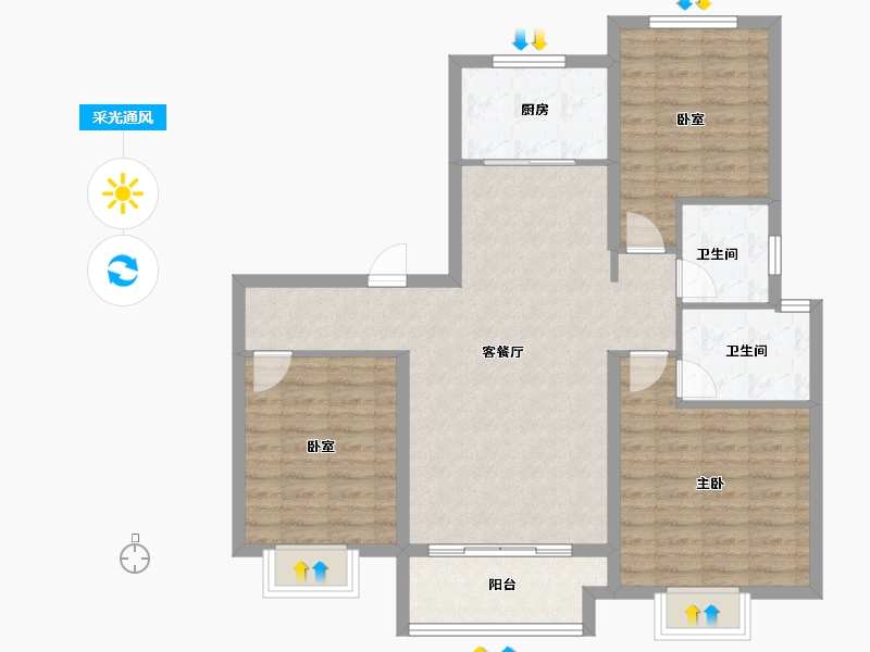 山东省-青岛市-鲁商健康城-96.00-户型库-采光通风