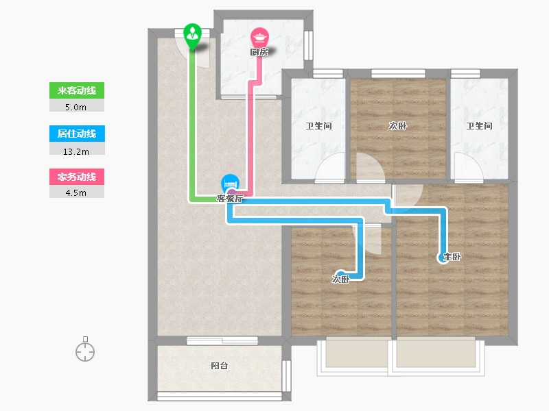 云南省-昆明市-大华公园天下-72.75-户型库-动静线