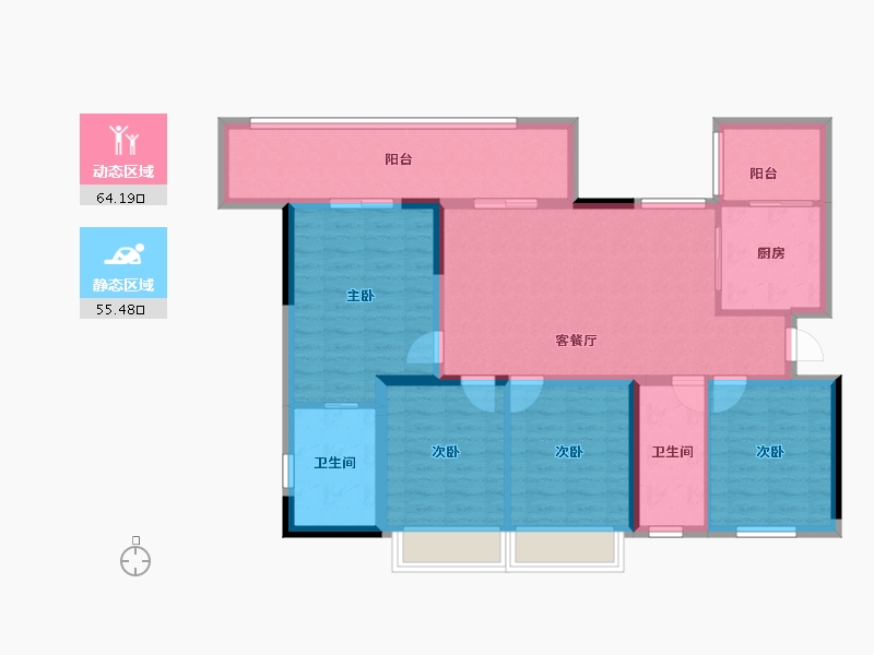 四川省-成都市-绿洲国际金座-107.33-户型库-动静分区