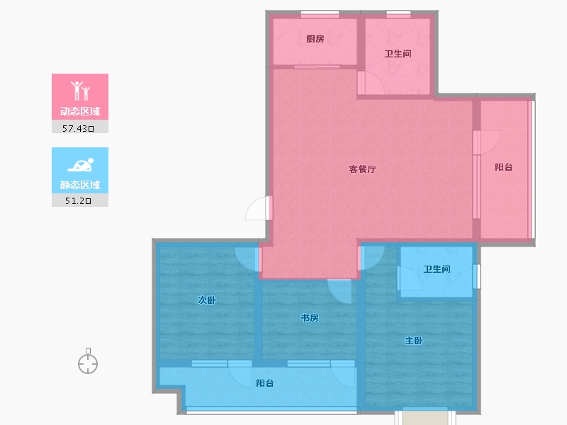 山东省-青岛市-金日君基新天地-96.80-户型库-动静分区