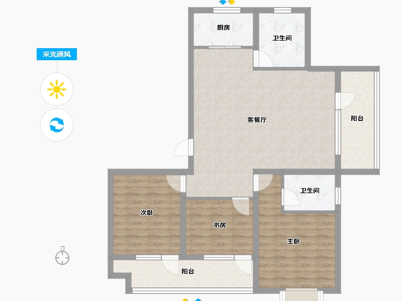 山东省-青岛市-金日君基新天地-96.80-户型库-采光通风