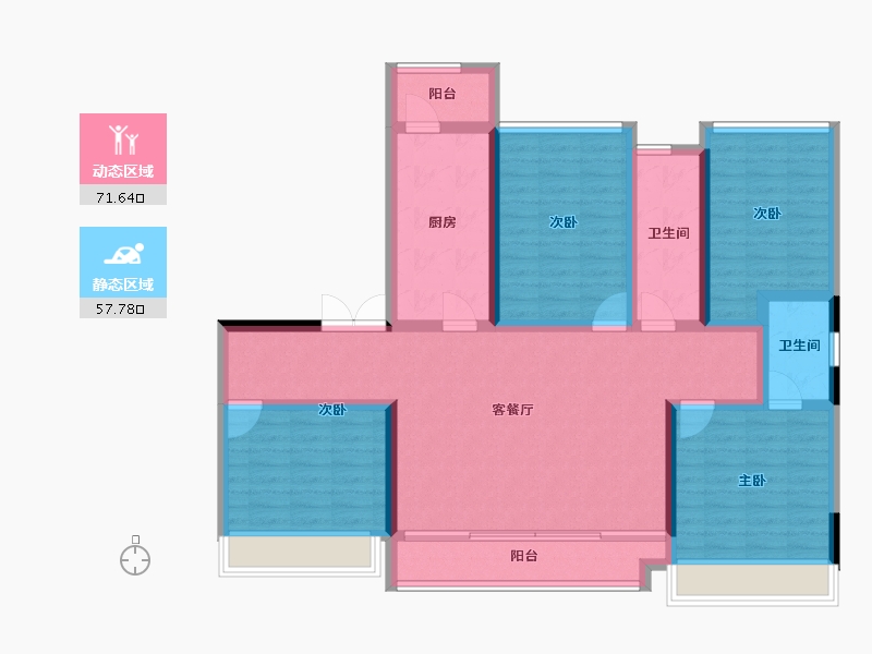 重庆-重庆市-金科美的碧桂园金辉曲建礼悦江山-114.97-户型库-动静分区