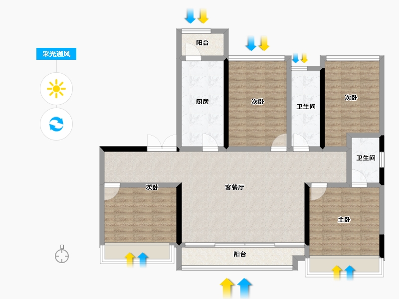 重庆-重庆市-金科美的碧桂园金辉曲建礼悦江山-114.97-户型库-采光通风