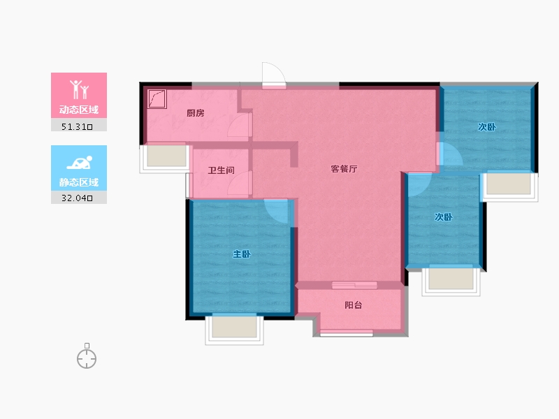 江苏省-徐州市-中钰翡翠天境-73.60-户型库-动静分区