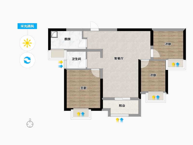 江苏省-徐州市-中钰翡翠天境-73.60-户型库-采光通风