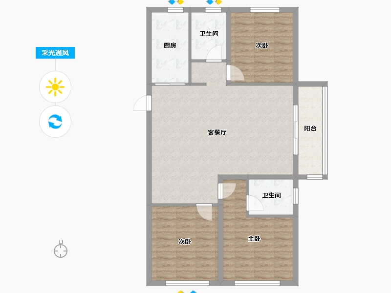 山东省-青岛市-金日君基新天地-96.00-户型库-采光通风