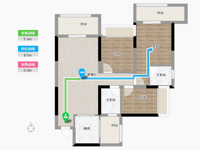 四川省-成都市-绿洲国际金座-84.40-户型库-动静线