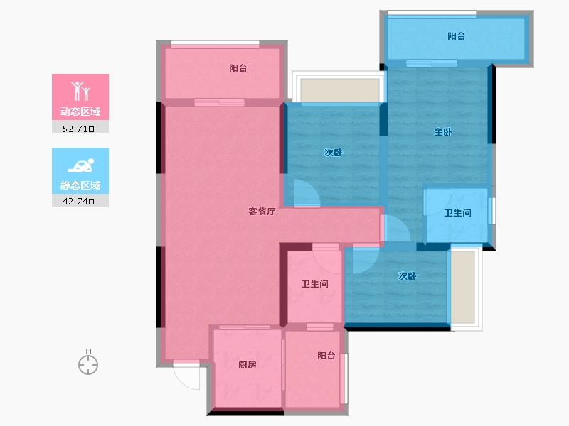 四川省-成都市-绿洲国际金座-84.40-户型库-动静分区