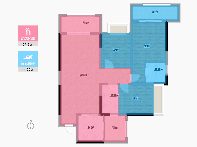 四川省-成都市-绿洲国际金座-90.00-户型库-动静分区