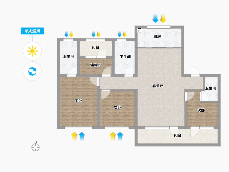 山东省-青岛市-艳阳海-116.00-户型库-采光通风