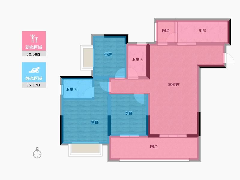 重庆-重庆市-裕城长江著-84.00-户型库-动静分区