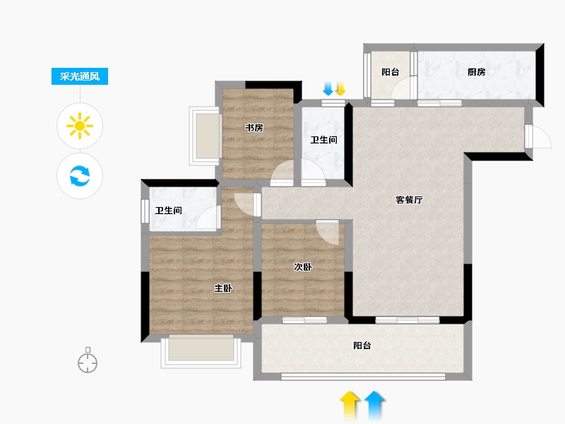 重庆-重庆市-裕城长江著-84.00-户型库-采光通风