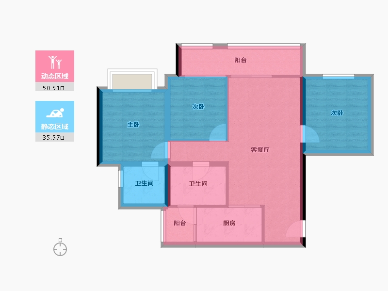 重庆-重庆市-金科禹洲府-76.93-户型库-动静分区