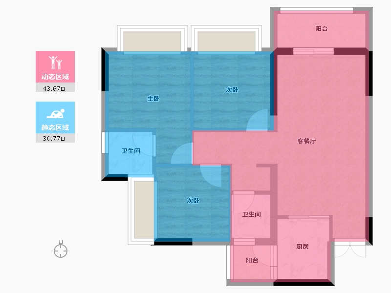 重庆-重庆市-芸峰时代峰汇-66.05-户型库-动静分区