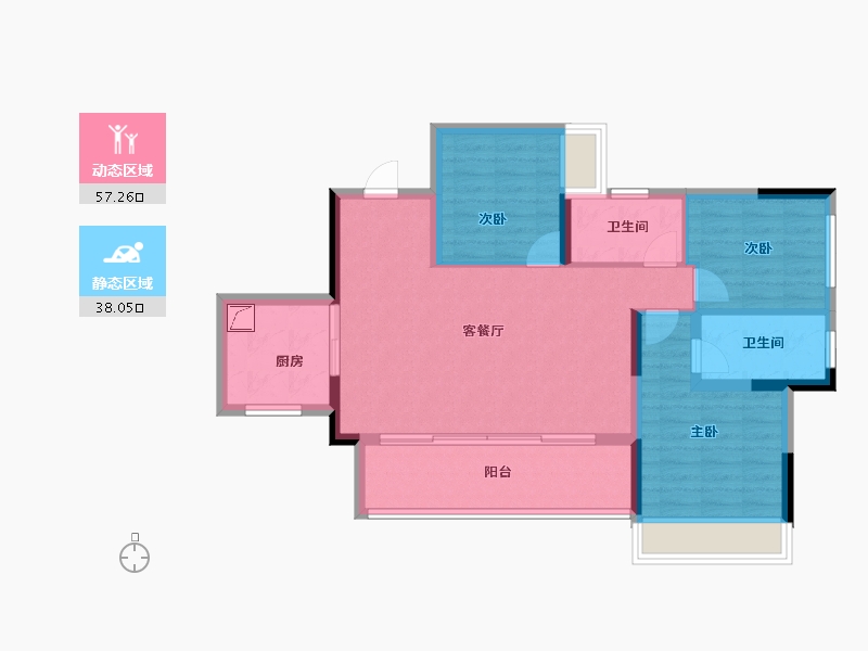 四川省-成都市-金科博翠山-85.35-户型库-动静分区