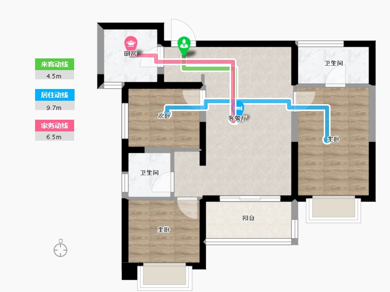 云南省-昆明市-招商公园大道央璟-66.73-户型库-动静线