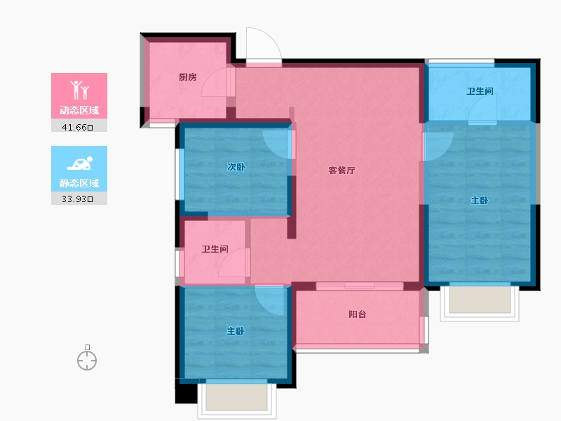 云南省-昆明市-招商公园大道央璟-66.73-户型库-动静分区