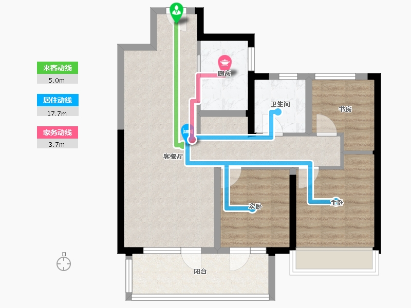 山东省-青岛市-胶州凯旋门-76.80-户型库-动静线