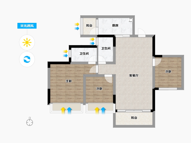 四川省-成都市-鹿溪樾府-87.05-户型库-采光通风