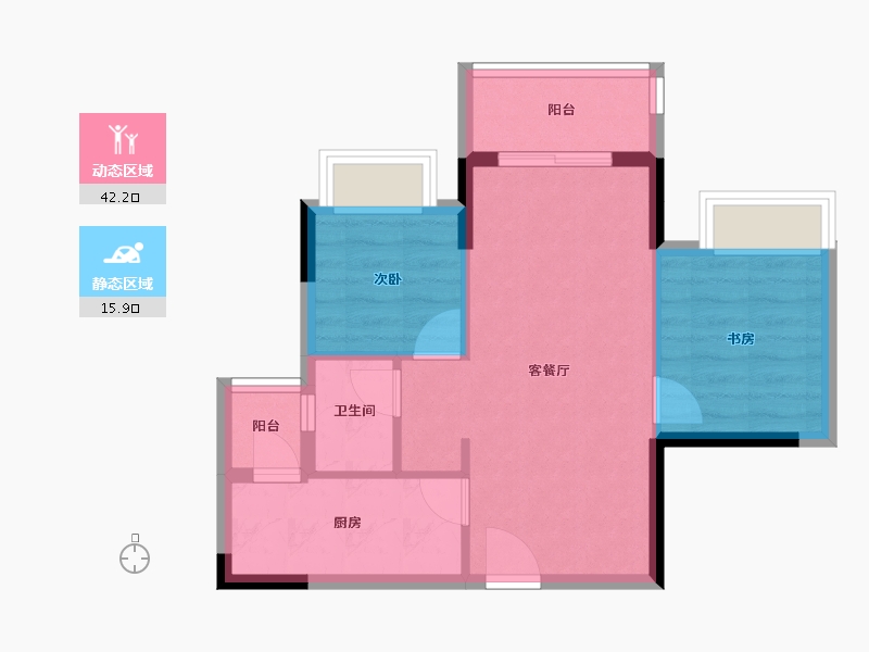 重庆-重庆市-雅居乐九里原香-51.80-户型库-动静分区