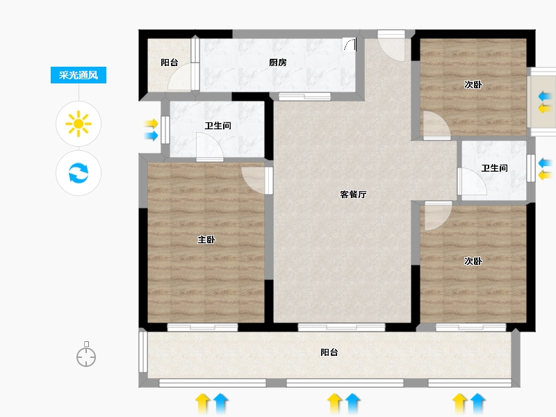 四川省-成都市-置信国色天乡鹭湖宫10区-97.62-户型库-采光通风