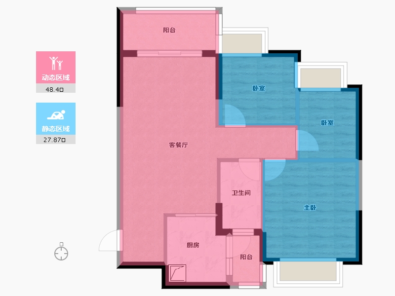 四川省-成都市-恒大御景-67.89-户型库-动静分区