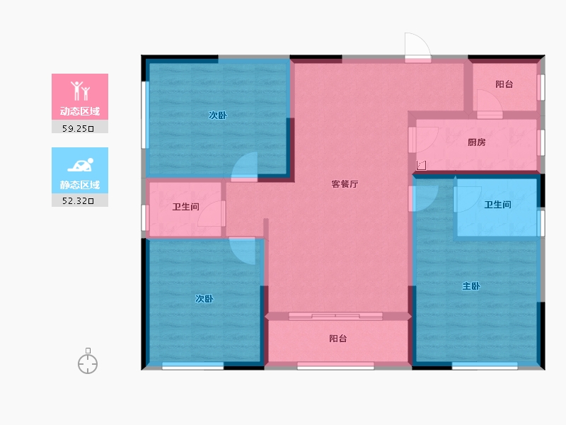 四川省-成都市-置信国色天乡鹭湖宫10区-99.47-户型库-动静分区